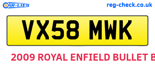 VX58MWK are the vehicle registration plates.