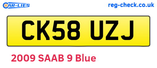 CK58UZJ are the vehicle registration plates.