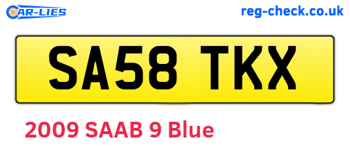 SA58TKX are the vehicle registration plates.