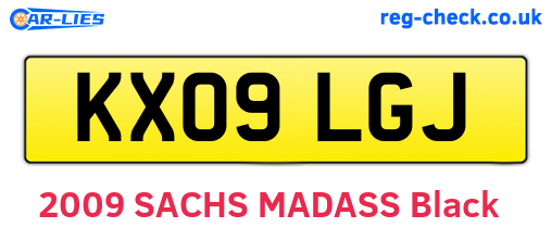 KX09LGJ are the vehicle registration plates.