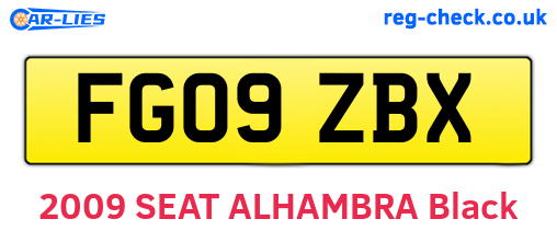 FG09ZBX are the vehicle registration plates.