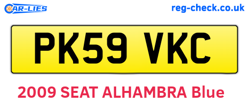 PK59VKC are the vehicle registration plates.