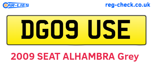 DG09USE are the vehicle registration plates.