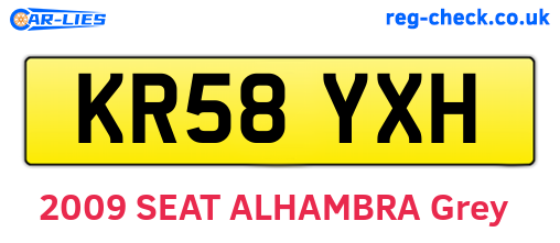 KR58YXH are the vehicle registration plates.