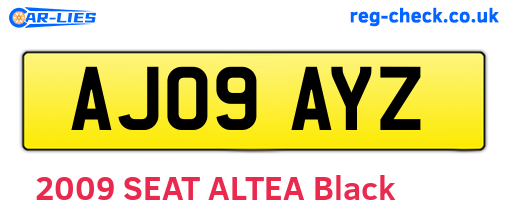 AJ09AYZ are the vehicle registration plates.