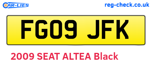 FG09JFK are the vehicle registration plates.