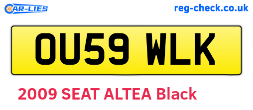 OU59WLK are the vehicle registration plates.