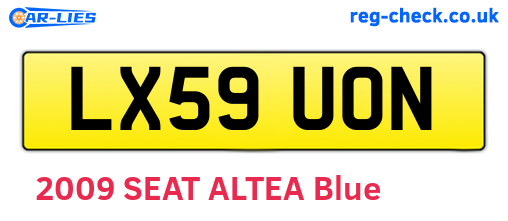 LX59UON are the vehicle registration plates.