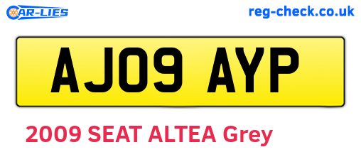 AJ09AYP are the vehicle registration plates.