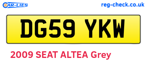 DG59YKW are the vehicle registration plates.