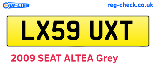 LX59UXT are the vehicle registration plates.