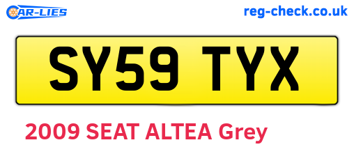 SY59TYX are the vehicle registration plates.