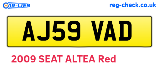 AJ59VAD are the vehicle registration plates.