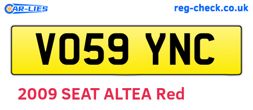 VO59YNC are the vehicle registration plates.
