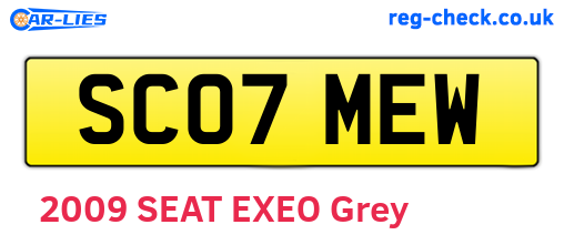 SC07MEW are the vehicle registration plates.