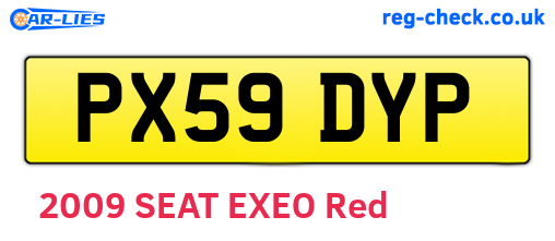 PX59DYP are the vehicle registration plates.