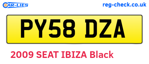 PY58DZA are the vehicle registration plates.
