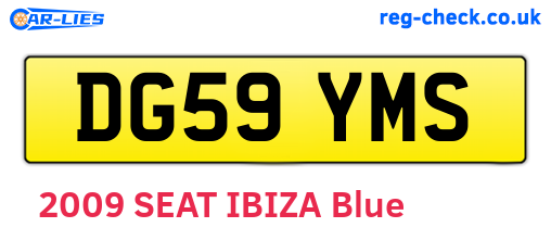 DG59YMS are the vehicle registration plates.