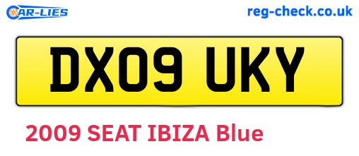 DX09UKY are the vehicle registration plates.