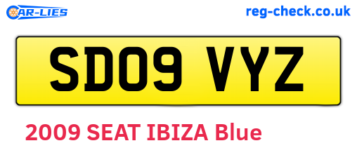 SD09VYZ are the vehicle registration plates.