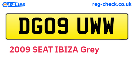 DG09UWW are the vehicle registration plates.