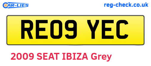 RE09YEC are the vehicle registration plates.