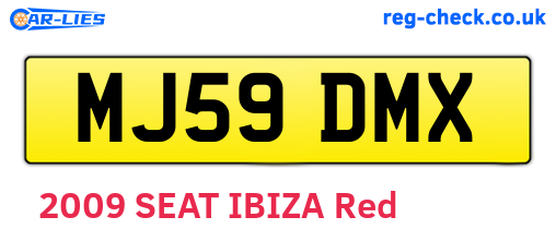MJ59DMX are the vehicle registration plates.