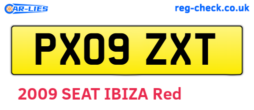 PX09ZXT are the vehicle registration plates.
