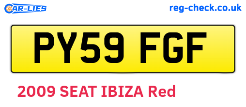 PY59FGF are the vehicle registration plates.