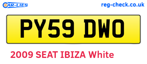 PY59DWO are the vehicle registration plates.