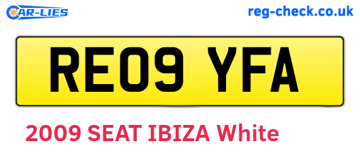 RE09YFA are the vehicle registration plates.