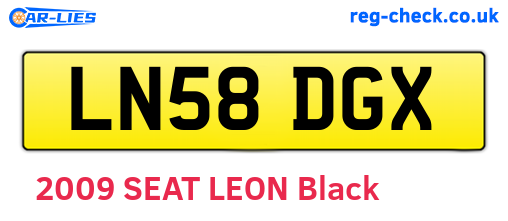 LN58DGX are the vehicle registration plates.