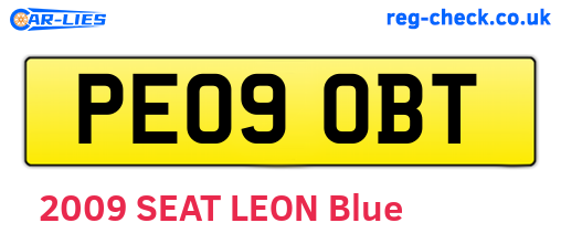 PE09OBT are the vehicle registration plates.