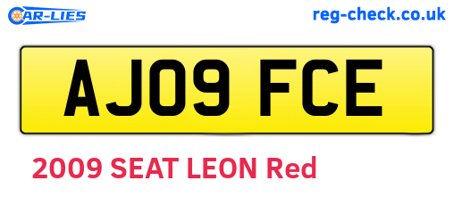 AJ09FCE are the vehicle registration plates.