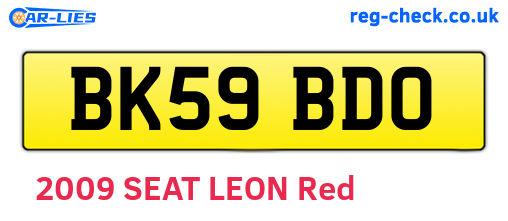 BK59BDO are the vehicle registration plates.