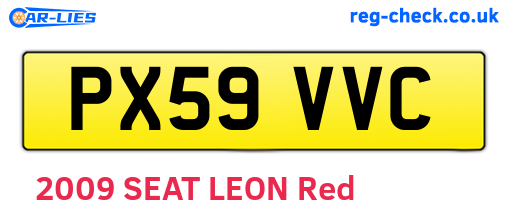 PX59VVC are the vehicle registration plates.