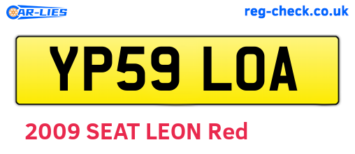 YP59LOA are the vehicle registration plates.