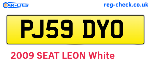 PJ59DYO are the vehicle registration plates.