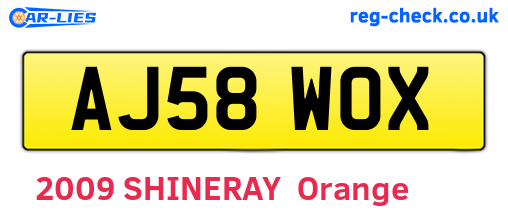 AJ58WOX are the vehicle registration plates.