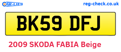 BK59DFJ are the vehicle registration plates.