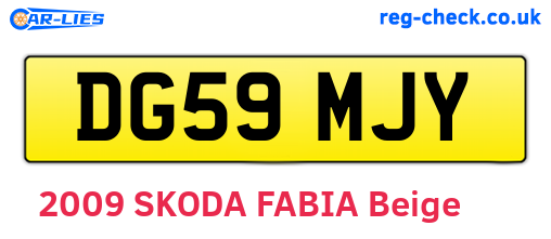 DG59MJY are the vehicle registration plates.
