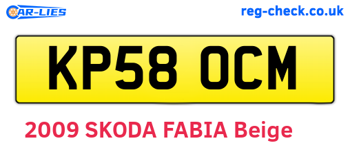 KP58OCM are the vehicle registration plates.