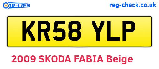 KR58YLP are the vehicle registration plates.