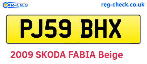 PJ59BHX are the vehicle registration plates.