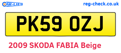 PK59OZJ are the vehicle registration plates.