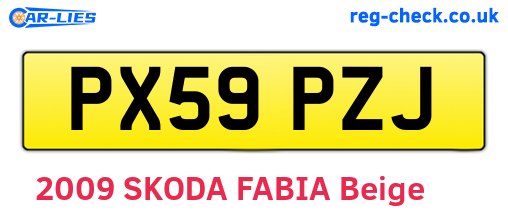 PX59PZJ are the vehicle registration plates.