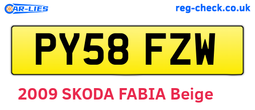 PY58FZW are the vehicle registration plates.