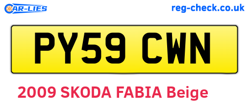 PY59CWN are the vehicle registration plates.