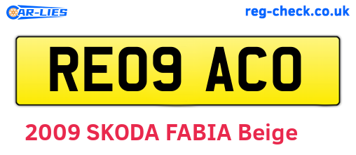 RE09ACO are the vehicle registration plates.