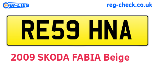 RE59HNA are the vehicle registration plates.